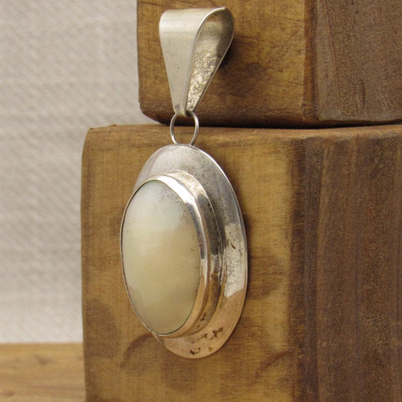 Large Sterling Silver Mother of Pearl Pendant + - image 3