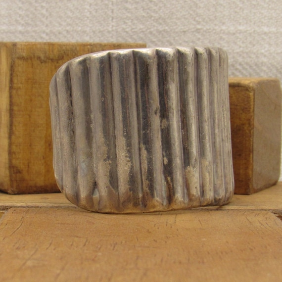 Sterling Silver Vertically Ribbed Cuff Bracelet f… - image 2