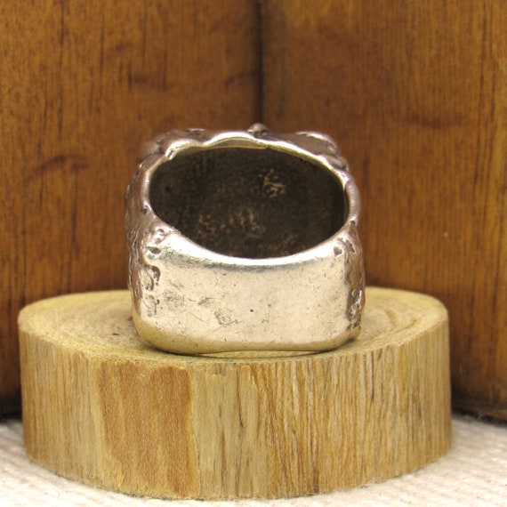 Sterling Silver Large Nugget Cast Ring Size 8 + - image 4