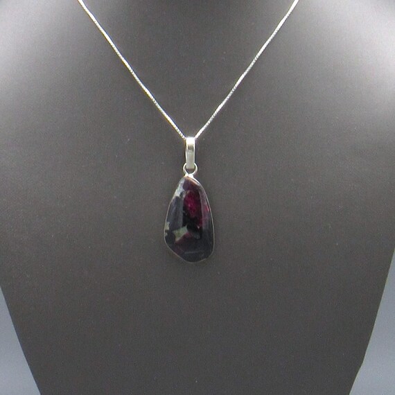 Sterling Silver Ruby Zoisite Pendant Necklace - image 2