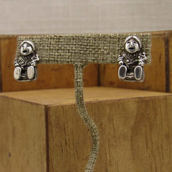 Southwest Sterling Silver Story Teller Earrings + - image 1