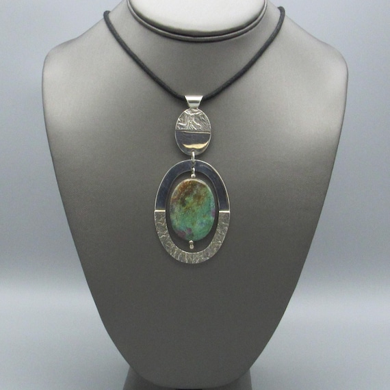 Bold Sterling Silver and Ruby Zoisite Pendant - image 1