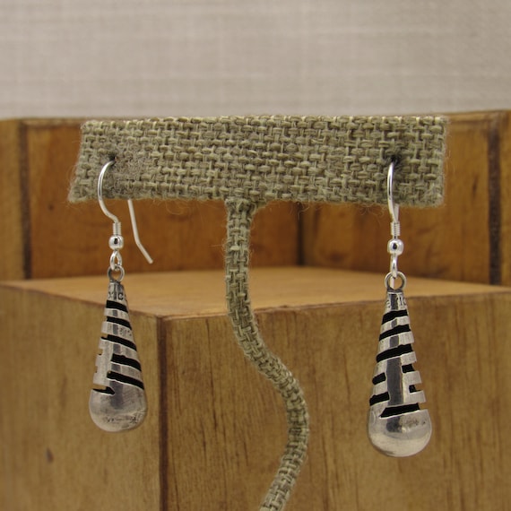 Mexico Sterling Silver Teardrop Dangle Earrings + - image 3