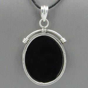 Elegant Sterling Silver Black Onyx Pendant Necklace image 5