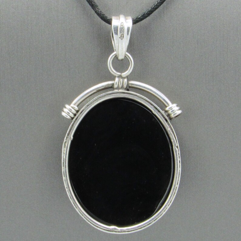 Elegant Sterling Silver Black Onyx Pendant Necklace image 5