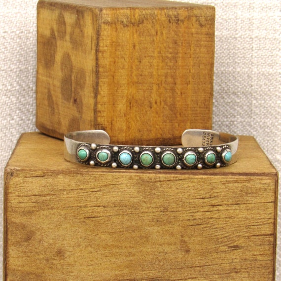 Sterling Silver and Turquoise Row Bracelet from M… - image 1