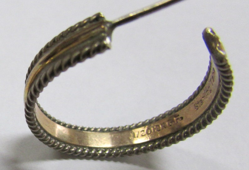 Navajo Tahe Sterling Silver and Gold Filled Post Hoop Earrings