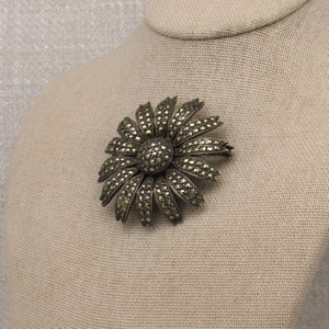 Sterling Silver and Marcasite Daisy Pin image 3