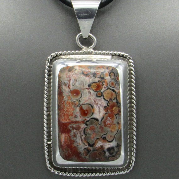 Rectangular Sterling Silver and Jasper Pendant - image 2