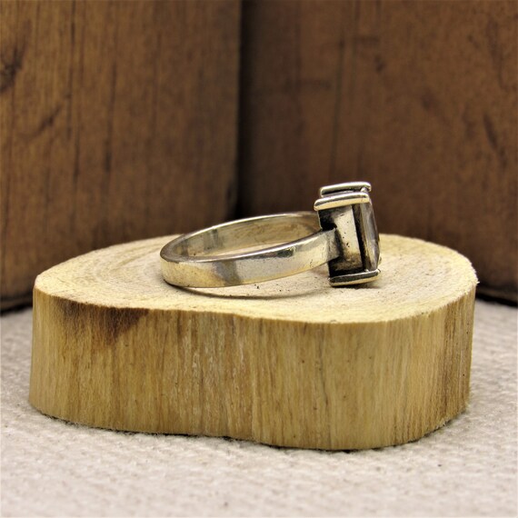 Sterling Silver and Rectangular Clear Faceted Sto… - image 3