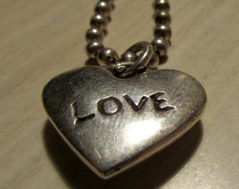 Sterling Silver LOVE Heart Pendant and Chain +