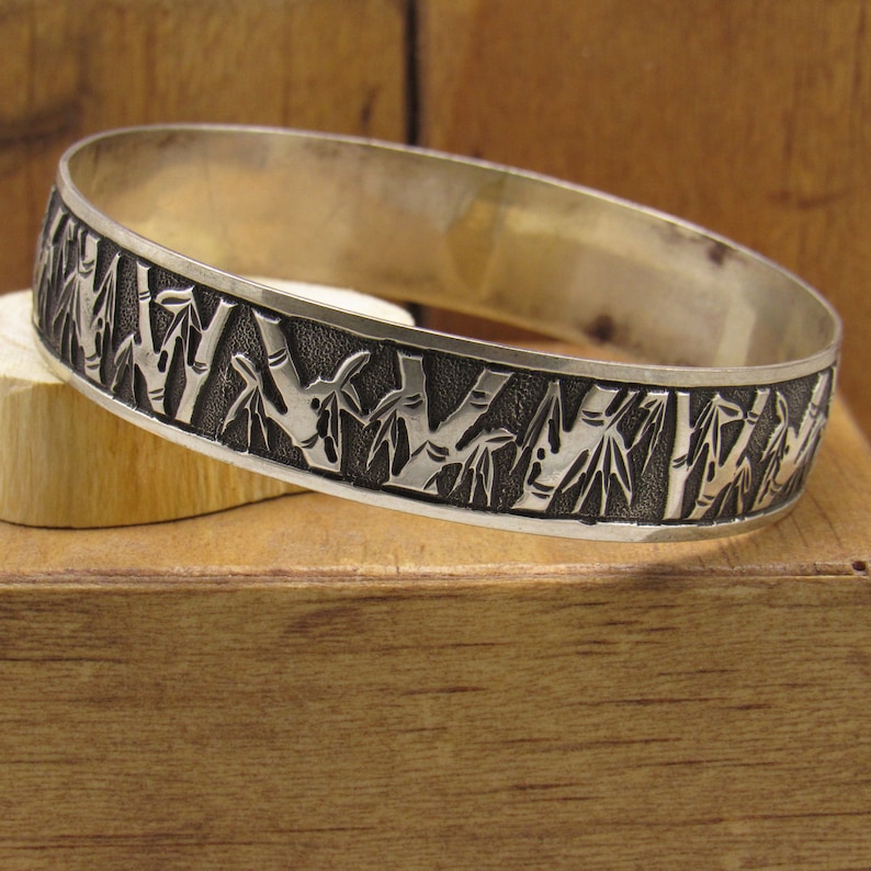 Sterling Silver Bangle Bracelet From Hawaii Bamboo Design image 4