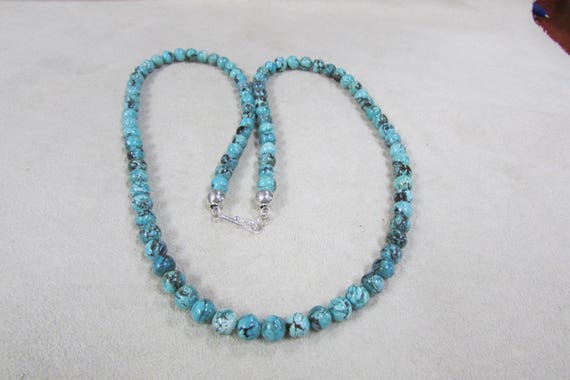 25 Inch Turquoise Necklace made of 7mm Round Bead… - image 3