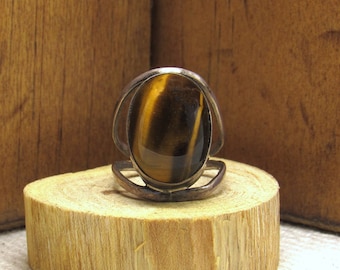 Sterling Silver and Tigereye Ring  Size 6 1/4 +