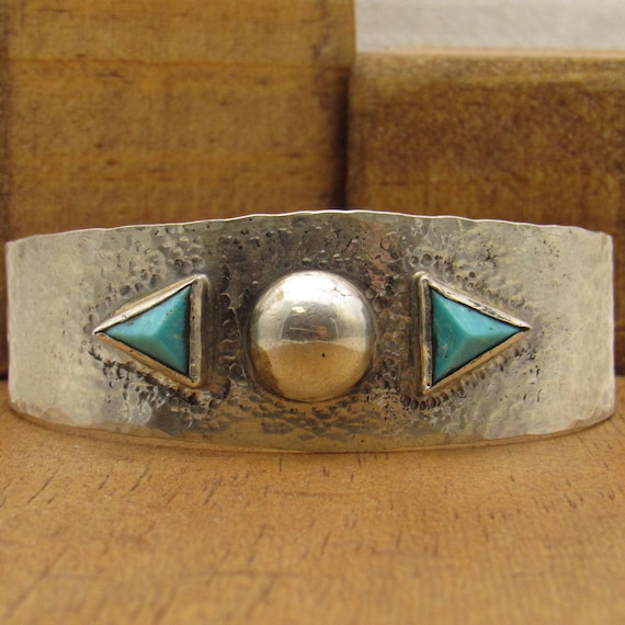 Sterling Silver Cuff Bracelet with Turquoise + - image 1