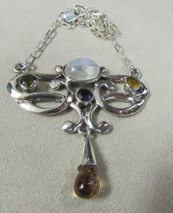 Sterling Silver Moonstone Necklace + - image 1