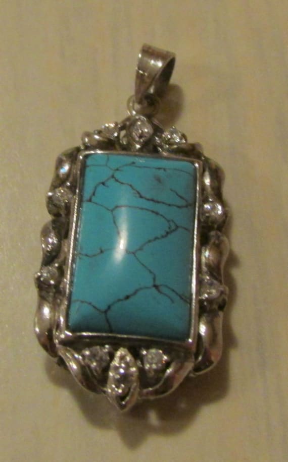 Pretty Faux Turquoise CZ and Sterling Silver Penda