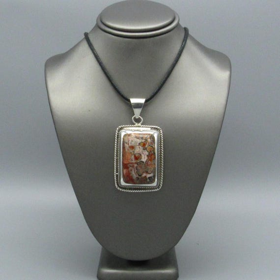 Rectangular Sterling Silver and Jasper Pendant - image 1