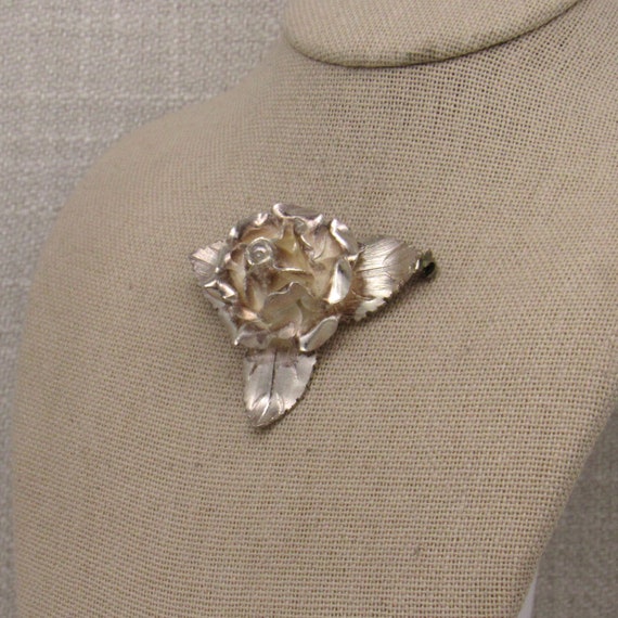 Sterling Silver Rose Pin from Mexico + - image 3