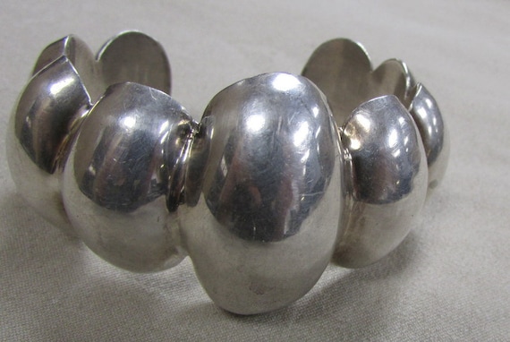 Mexico Puffed Sterling Silver Cuff Bracelet