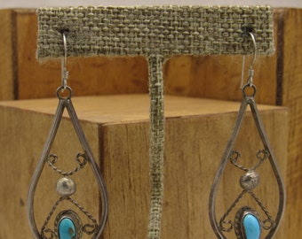 Sterling Silver Turquoise Dangle Earrings +