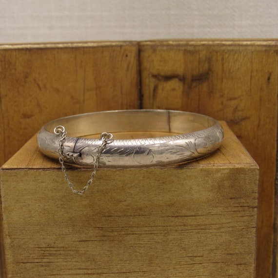 Hinged Diamond Cut Bangle Bracelet + - image 4