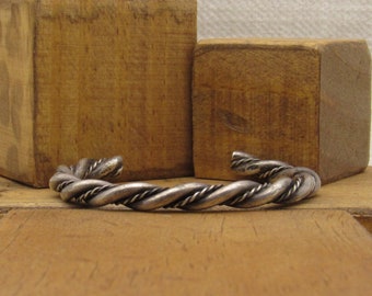 Southwest Style Twisted Sterling Silver Wire Cuff Bracelet +
