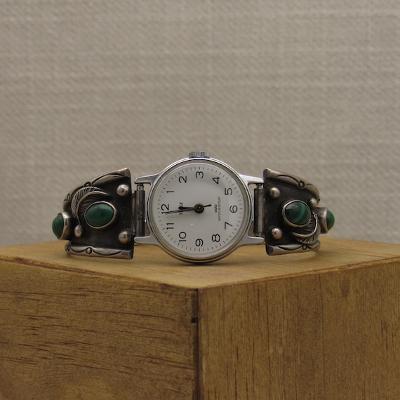 Sterling Silver and Malachite Ladies Watch Band + - Etsy display picture 2