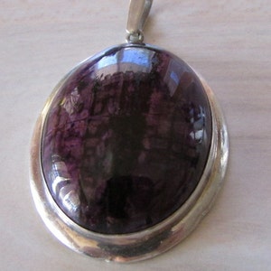 Sterling Silver Pendant with Purple Striated Stone image 1