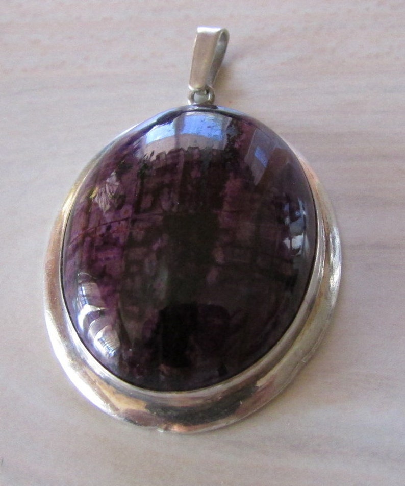 Sterling Silver Pendant with Purple Striated Stone image 1