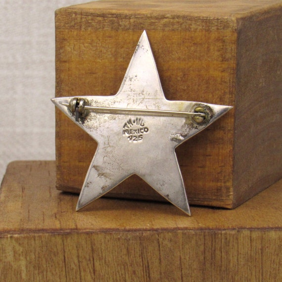 Very Unique Sterling Silver Vintage Star Pin + - image 4