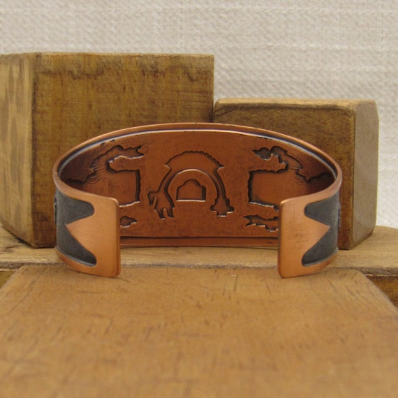 Copper Cuff Bracelet with Buffalo Dancer and Rain… - image 4
