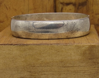 Heavy Sterling Silver Hinged Bangle Bracelet +