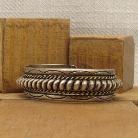 Sterling Silver Navajo Tahe Cuff Bracelet + - image 3