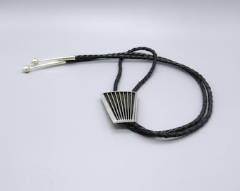 Modern Oxidized Channel Sterling Silver Bolo Tie
