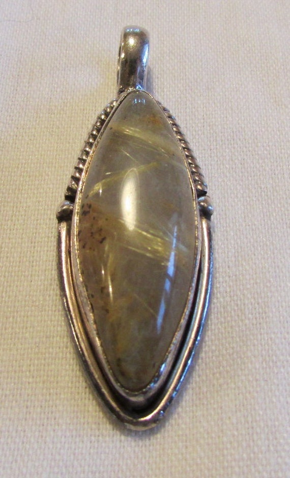 Sterling Silver Rutilated Quartz Pendant +