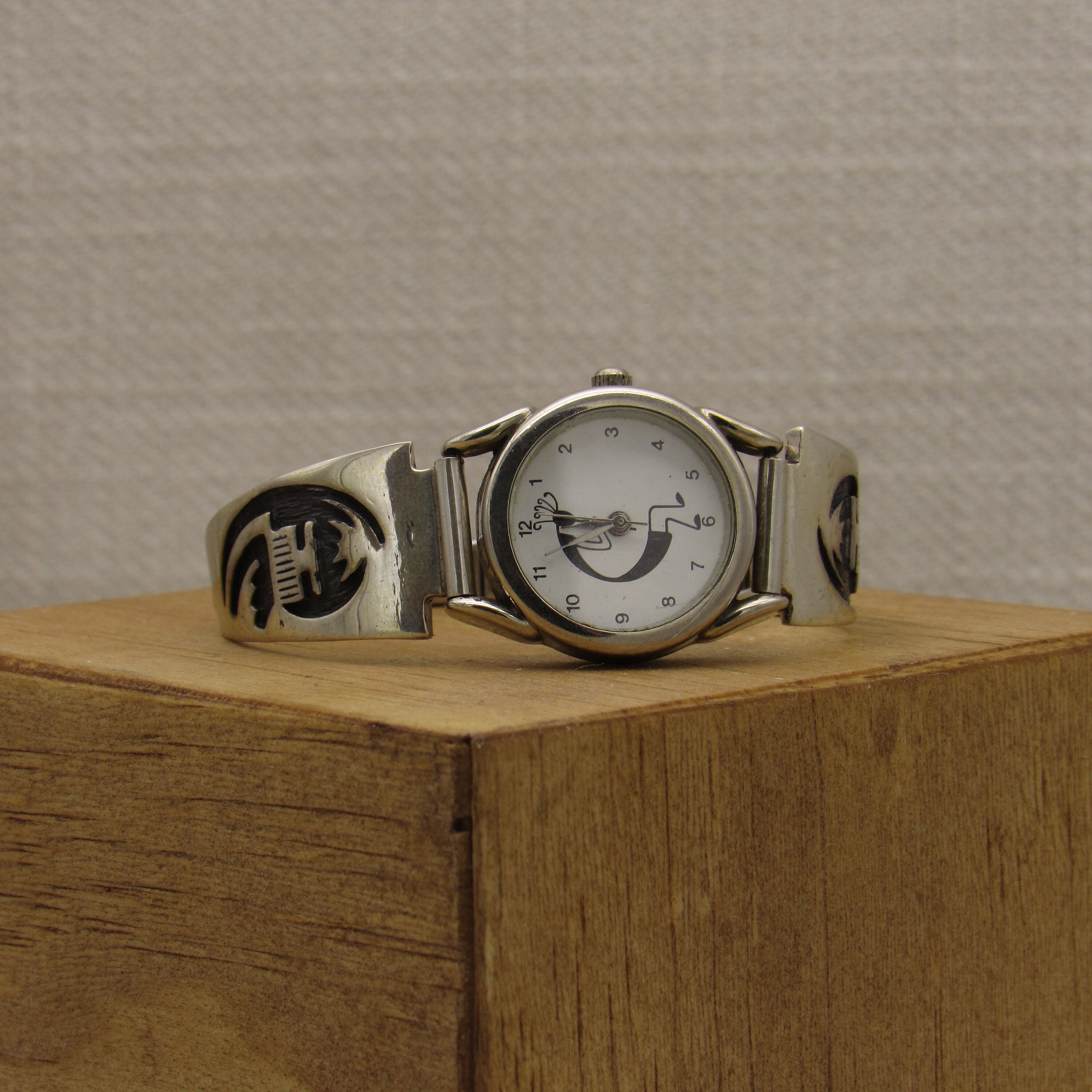 Navajo Rhoda Jack Sterling Silver Watchband With Kokopelli Watch