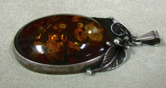 Sterling Silver and Amber Pendant + - image 3