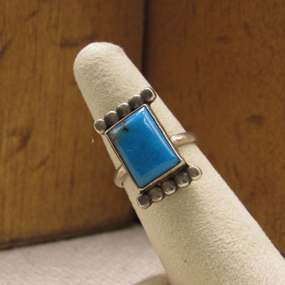 Sterling Silver and Turquoise Ring Size 6 1/4 + - image 5
