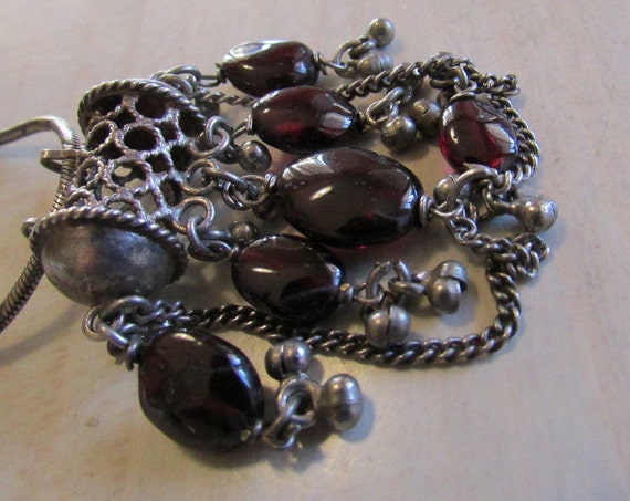 Sterling Silver and Garnet Necklace + - image 3