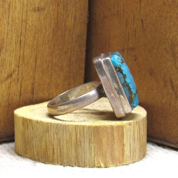 Sterling Silver and Turquoise Ring Size 6 3/4 + - image 2