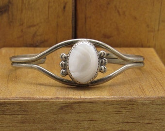 Sterling Silver and Pink Mussel Shell Cuff Bracelet +