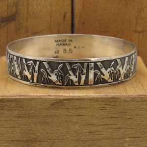 Sterling Silver Bangle Bracelet From Hawaii Bamboo Design image 1