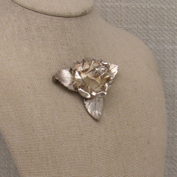 Sterling Silver Rose Pin from Mexico + - image 2