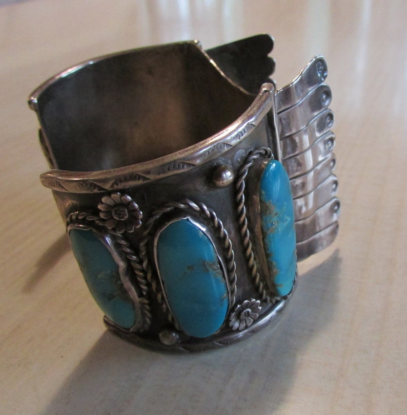 Southwest Men's Sterling Silver & Turquoise Watch Cuff Etsy
