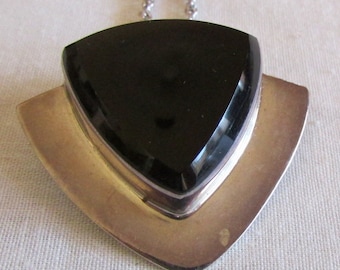 Angular Black Onyx and Sterling Silver Necklace +