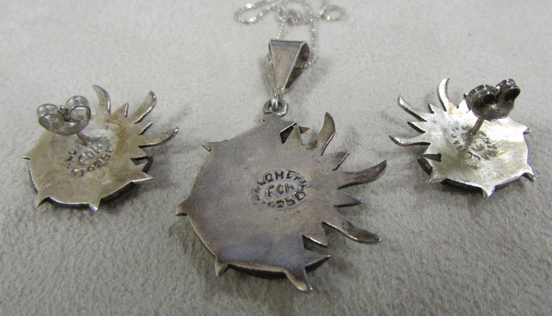 Copper and Brass Sun and Moon Necklace /& Earring Set Sterling Silver