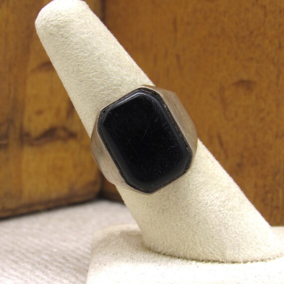 Black Rectangular Sterling Silver Ring Size 7 1/2… - image 5