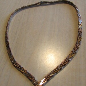 Tri Color Woven Sterling Silver Necklace From the 1980's image 2