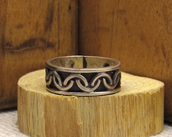 925 Sterling Silver Vintage Mexico Chain Band Ring Size 9.75 - Etsy